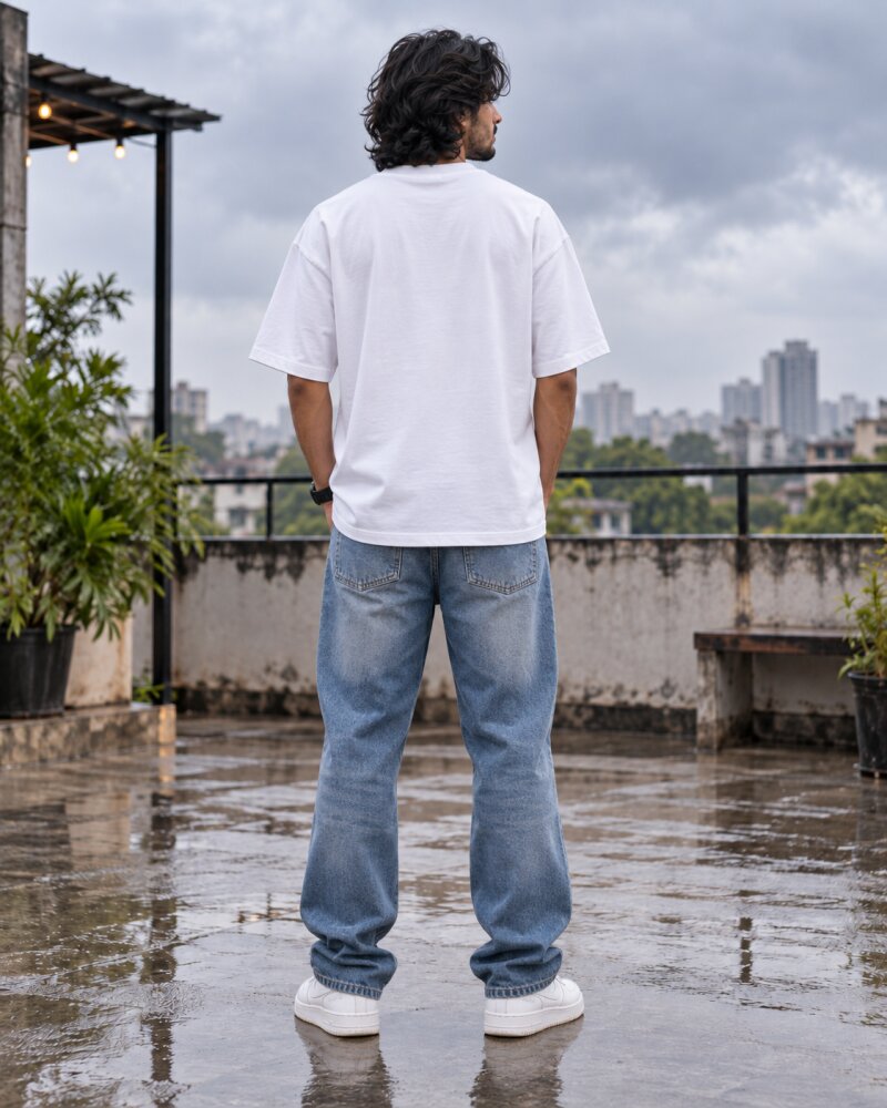 Mansoon Mode White Oversized T-Shirt - Haubett India product image