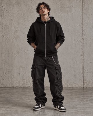 Respect The Chaos Black Zipper Hoodie - Haubett India product image