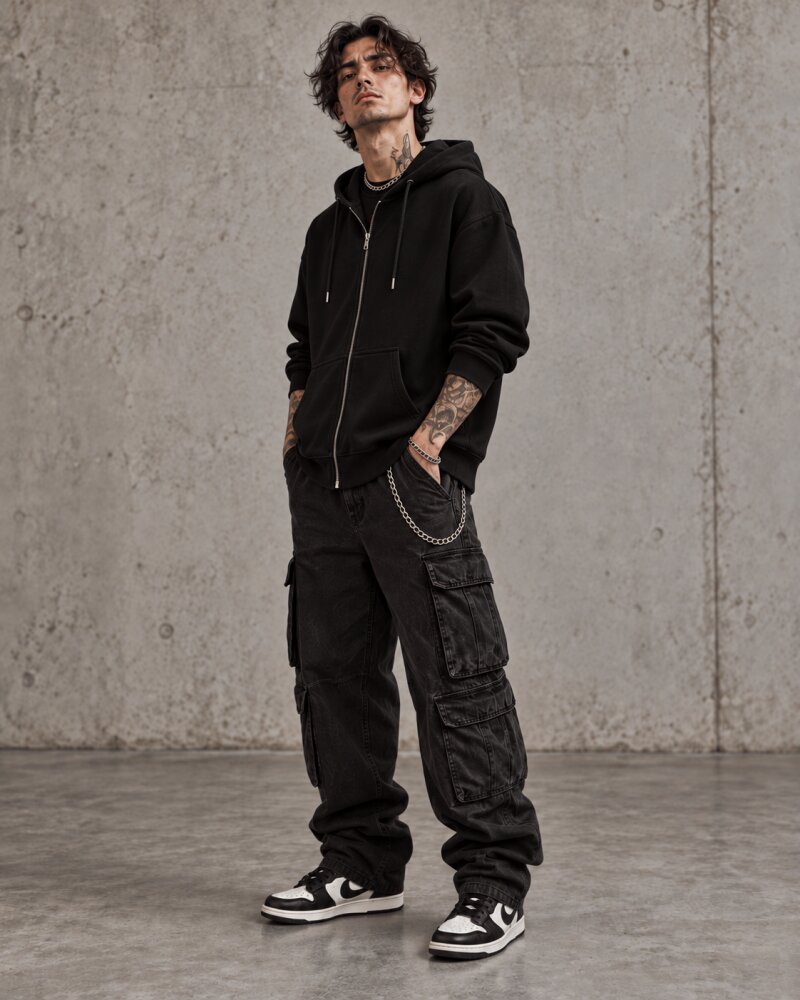 Respect The Chaos Black Zipper Hoodie - Haubett India product image