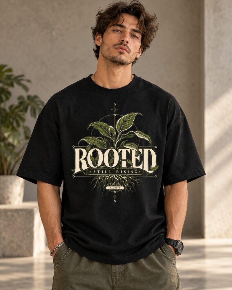 Rooted Black Oversized T-Shirt - Haubett India product image
