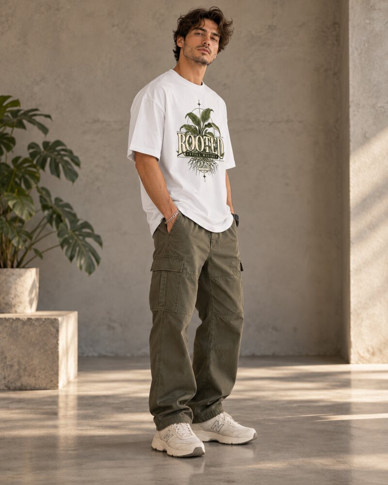 Rooted White Oversized T-Shirt - Haubett India product image