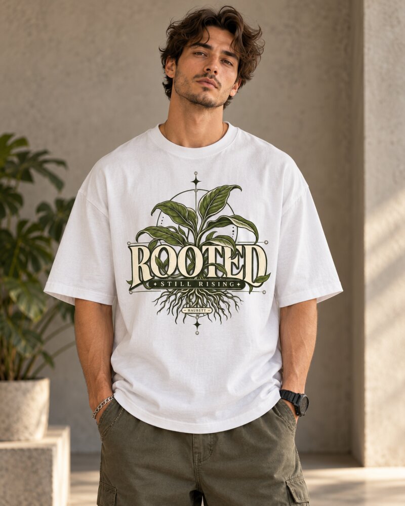 Rooted White Oversized T-Shirt - Haubett India product image