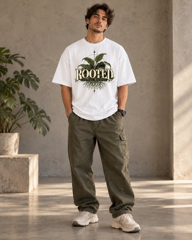 Rooted White Oversized T-Shirt - Haubett India product image