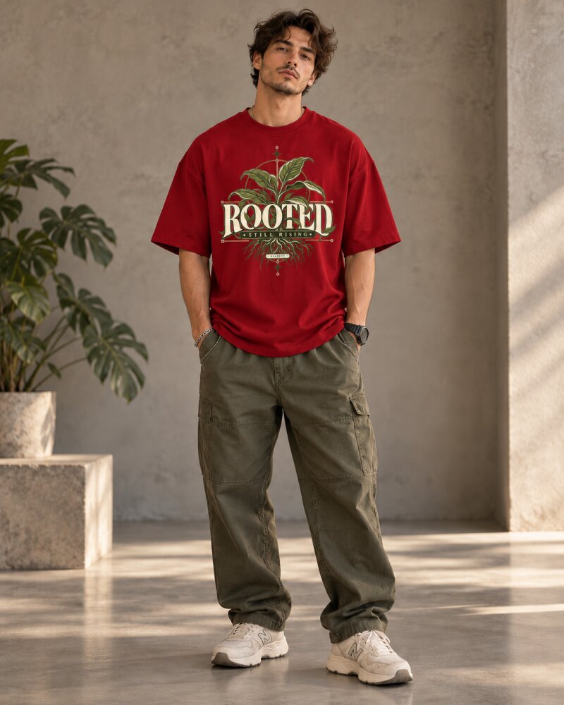 Rooted Red Oversized T-Shirt - Haubett India product image