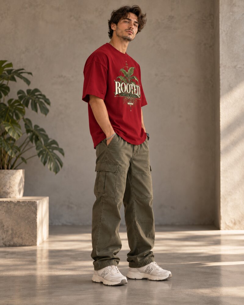 Rooted Red Oversized T-Shirt - Haubett India product image