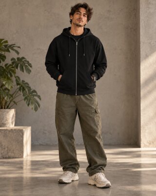 Rooted Black Zipper Hoodie - Haubett India product image