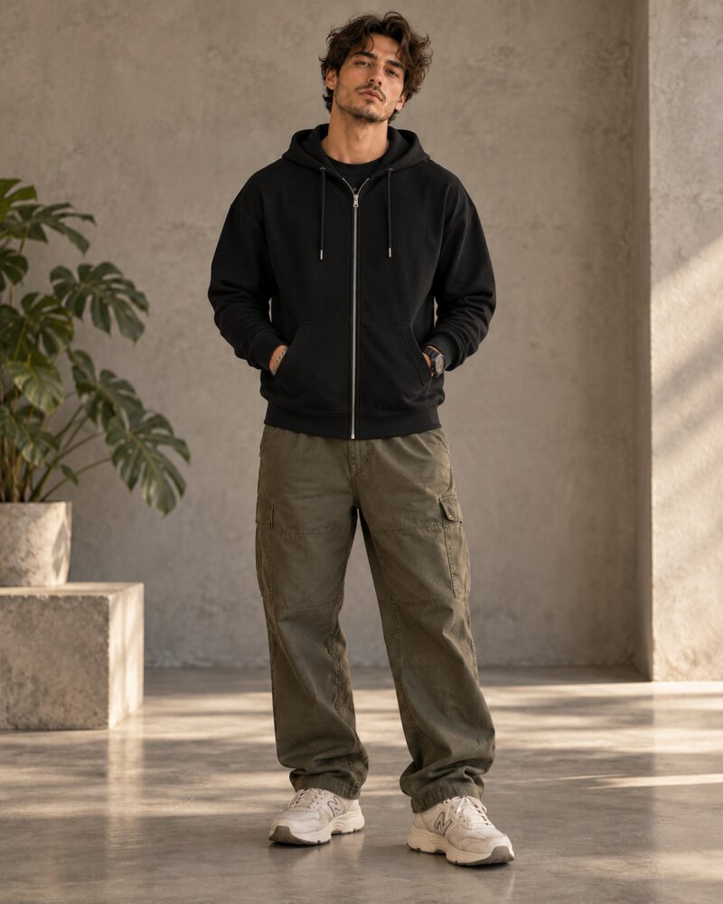 Rooted Black Zipper Hoodie - Haubett India product image