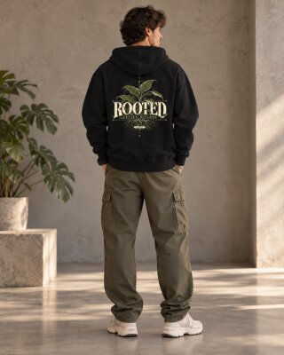 Rooted Black Zipper Hoodie - Haubett India product image