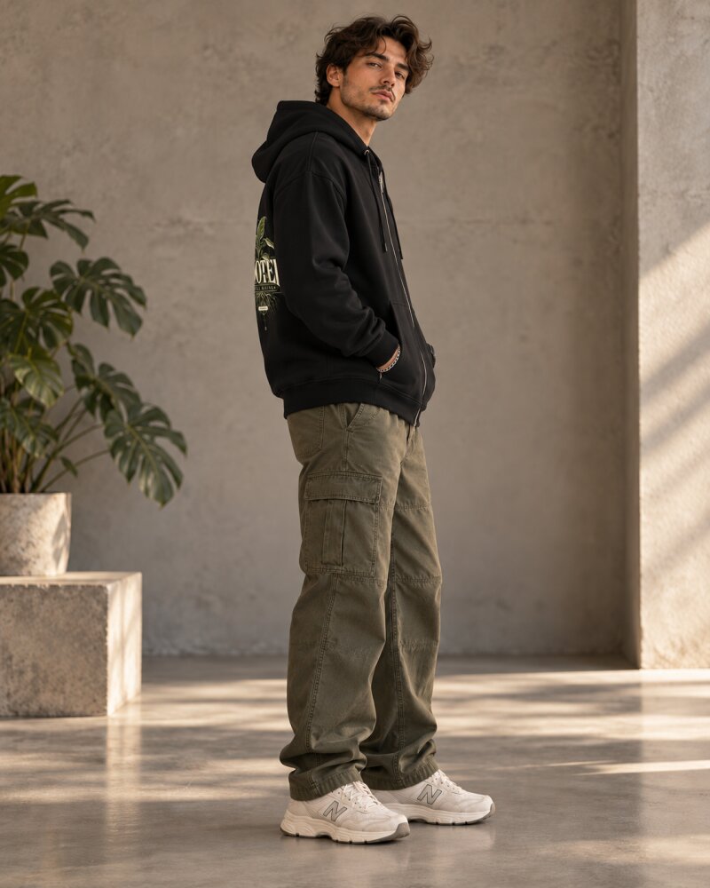 Rooted Black Zipper Hoodie - Haubett India product image