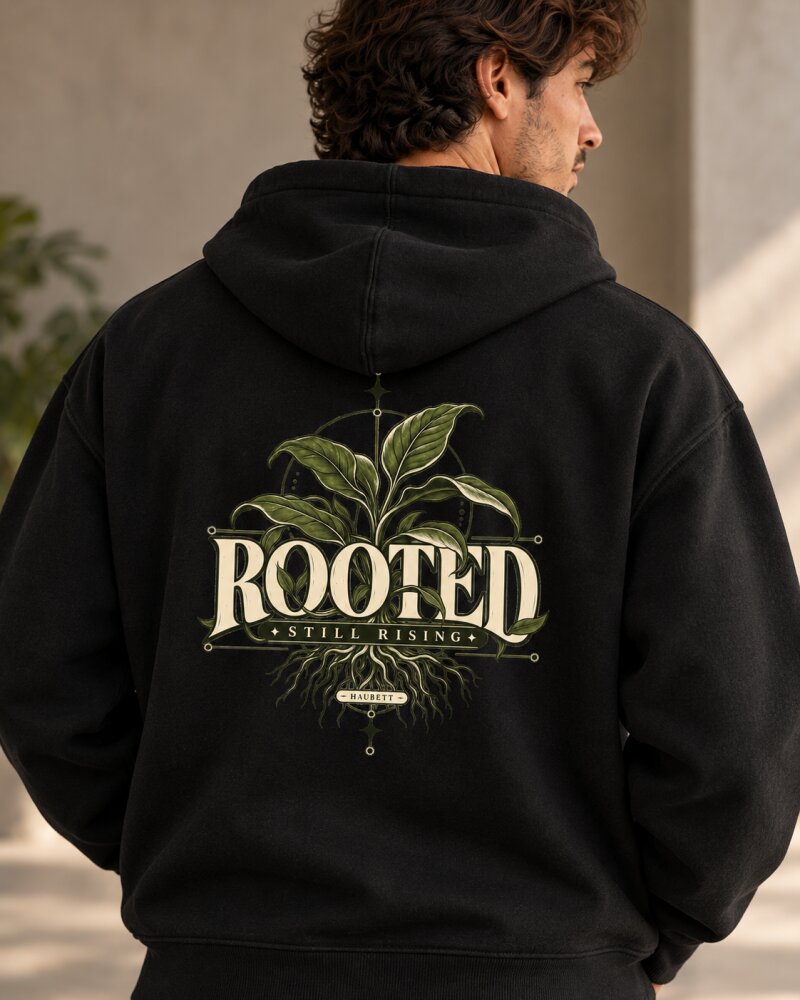 Rooted Black Zipper Hoodie - Haubett India product image