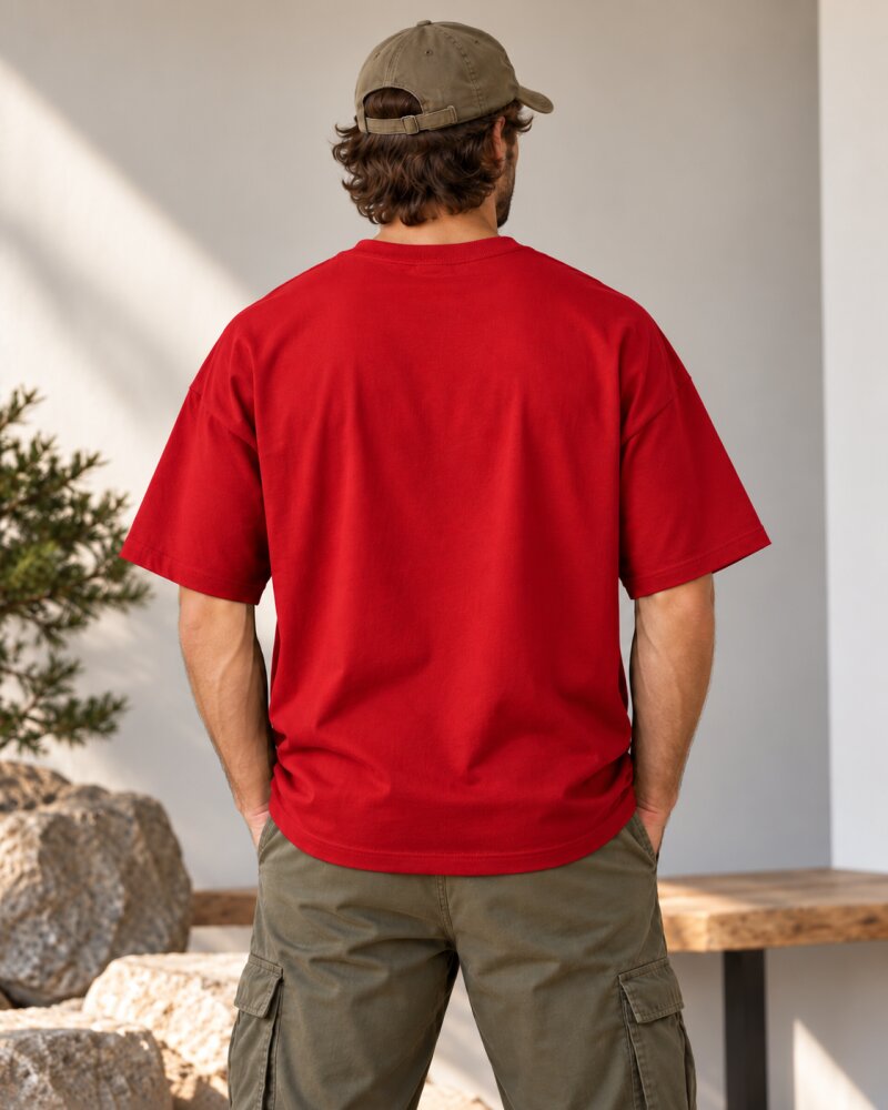Mountain Compass Red Oversized T-Shirt - Haubett India product image