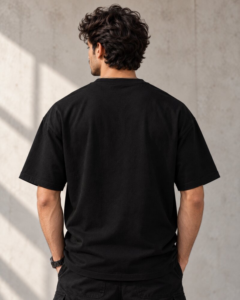 Silent Move Black Oversized T-Shirt - Haubett India product image