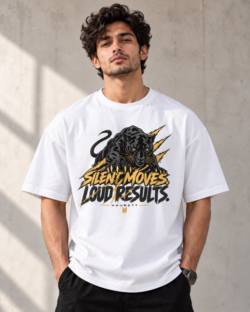 Silent Move White Oversized T-Shirt - Haubett India product image
