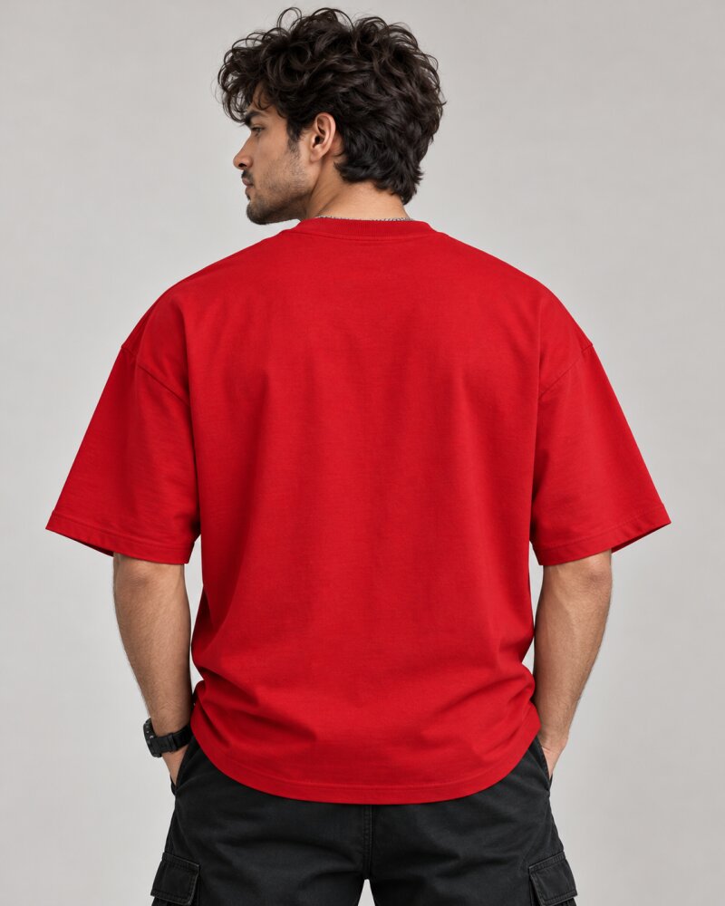 Silent Move Red Oversized T-Shirt - Haubett India product image