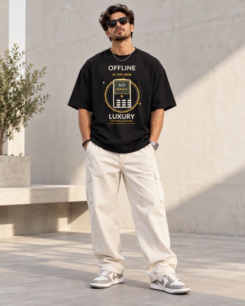 Offline Luxury Black Oversized T-Shirt - Haubett India product image