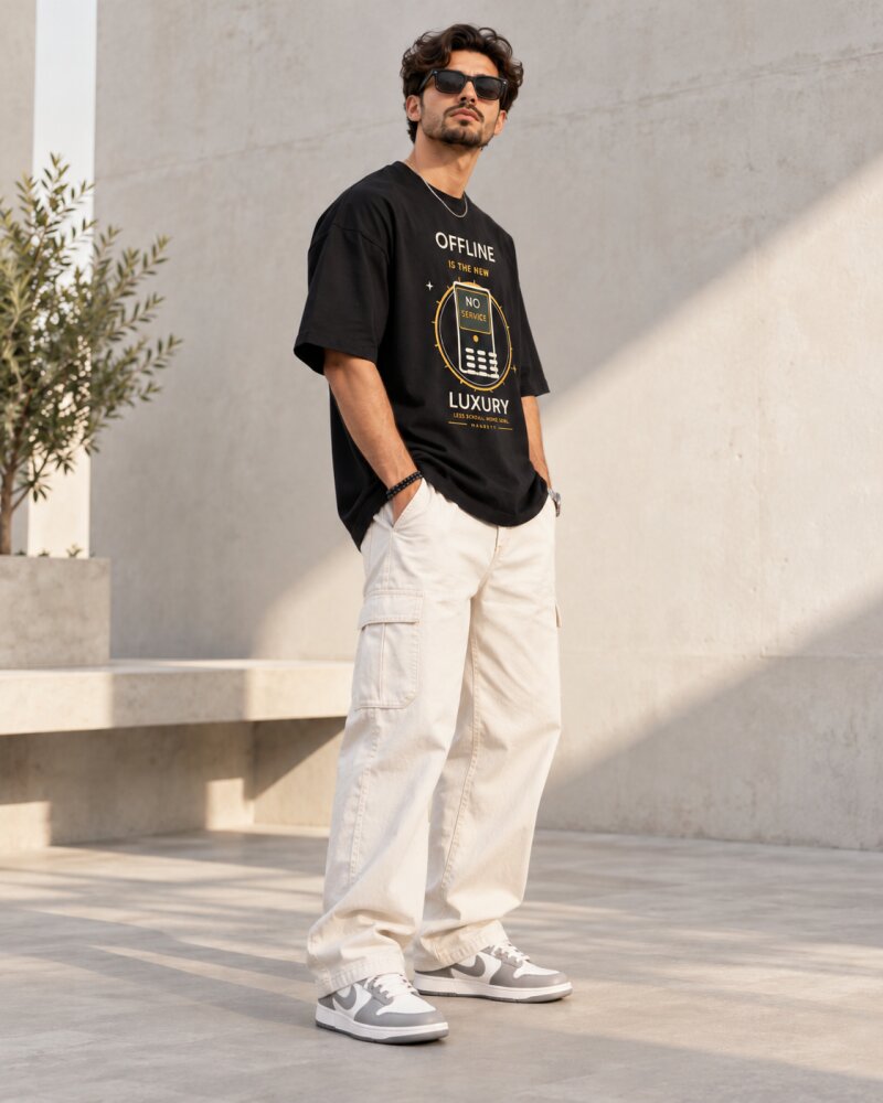 Offline Luxury Black Oversized T-Shirt - Haubett India product image