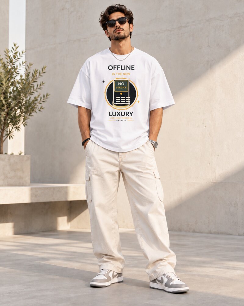 Offline Luxury White Oversized T-Shirt - Haubett India product image