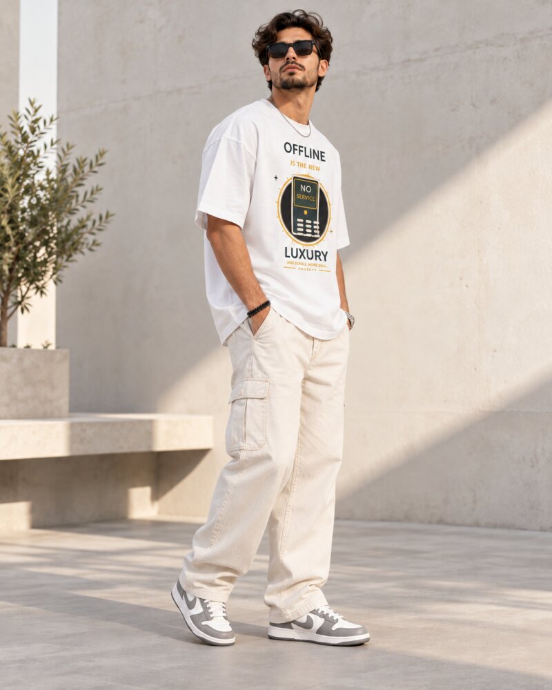 Offline Luxury White Oversized T-Shirt - Haubett India product image