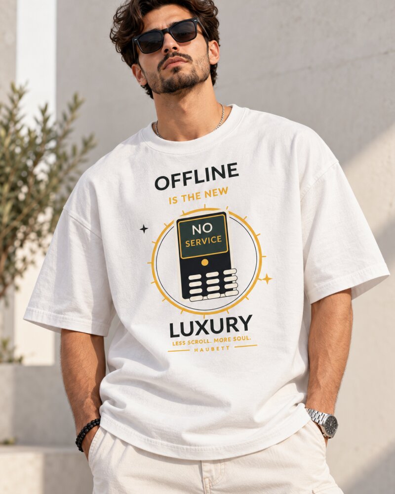 Offline Luxury White Oversized T-Shirt - Haubett India product image