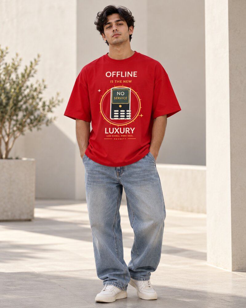 Offline Luxury Red Oversized T-Shirt - Haubett India product image