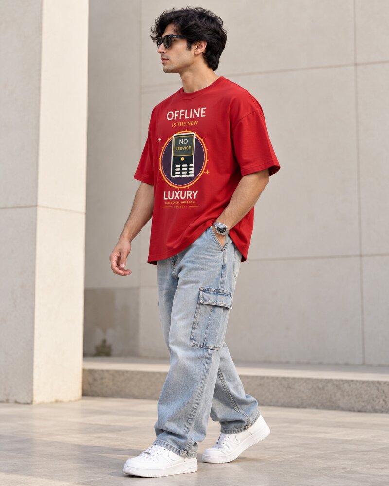 Offline Luxury Red Oversized T-Shirt - Haubett India product image