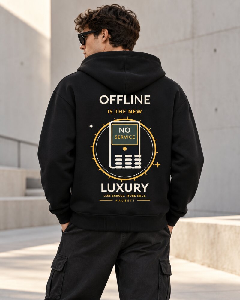 Offline Luxury Black Zipper Hoodie - Haubett India product image