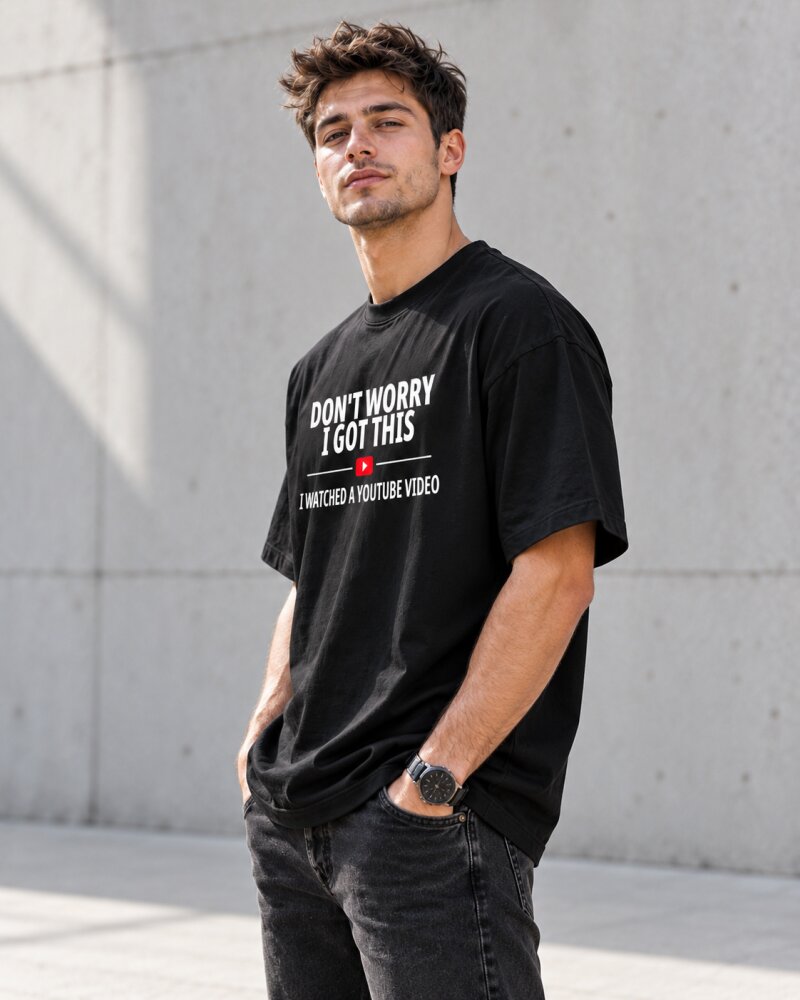 Dont Worry Black Oversized T-Shirt - Haubett India product image