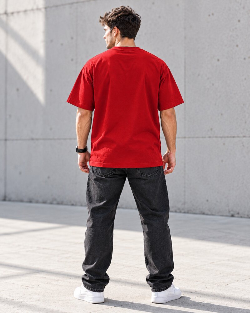 Dont Worry Red Oversized T-Shirt - Haubett India product image