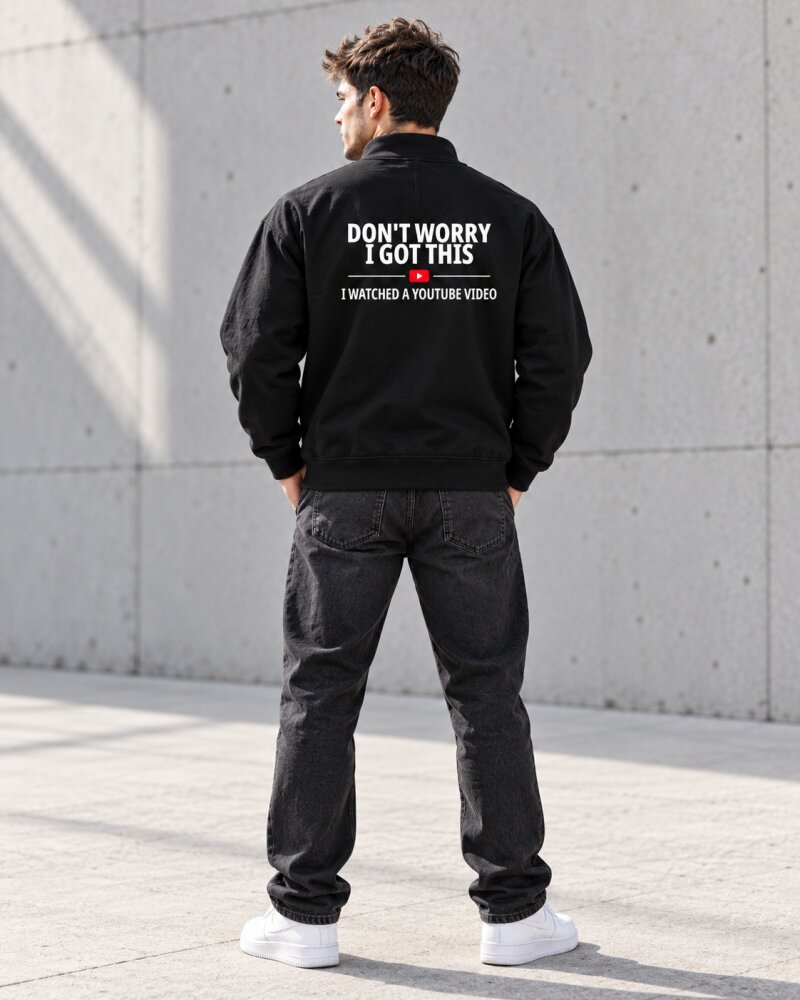 Dont Worry Black Zipper Hoodie - Haubett India product image