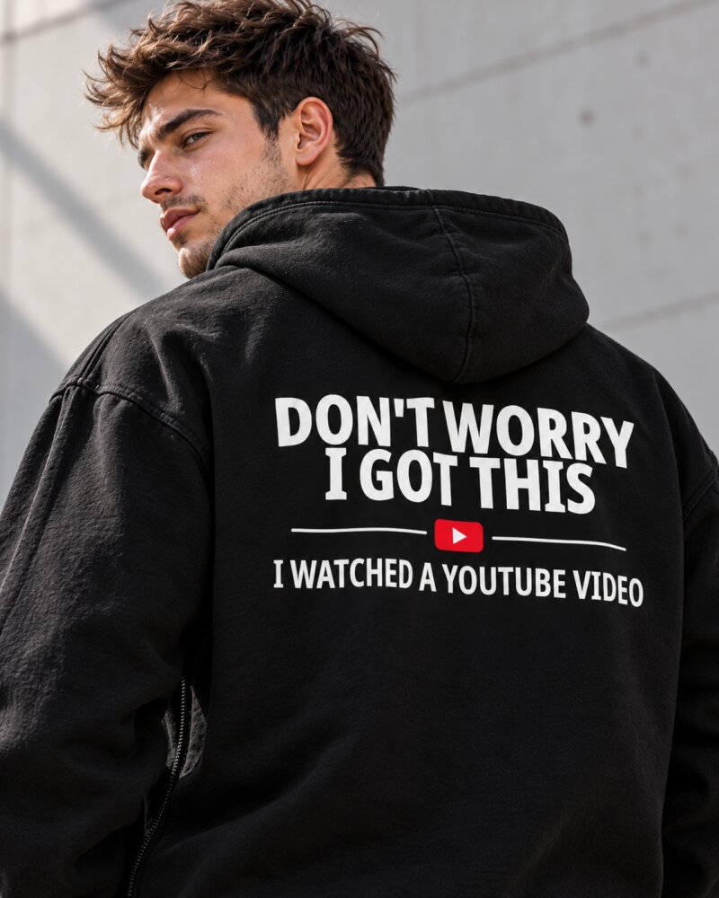 Dont Worry Black Zipper Hoodie - Haubett India product image