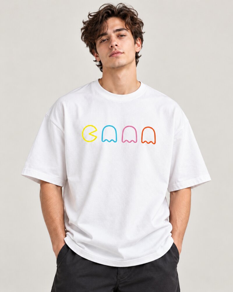 Packman White Oversized T-Shirt - Haubett India product image