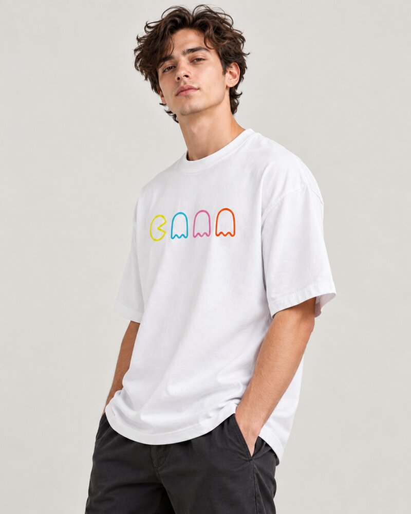 Packman White Oversized T-Shirt - Haubett India product image