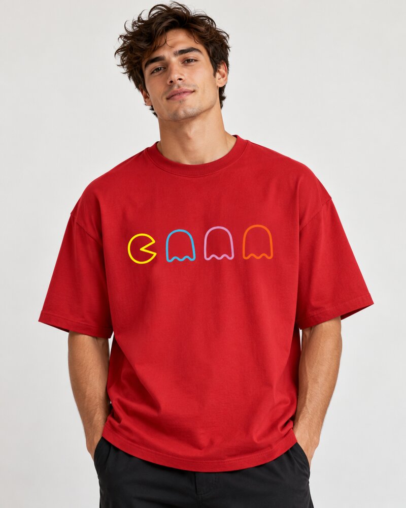 Packman Red Oversized T-Shirt - Haubett India product image