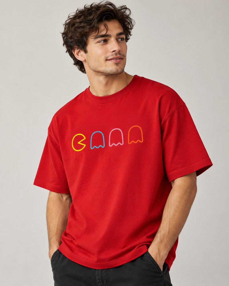 Packman Red Oversized T-Shirt - Haubett India product image