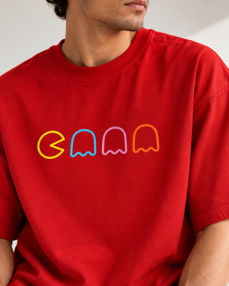 Packman Red Oversized T-Shirt - Haubett India product image