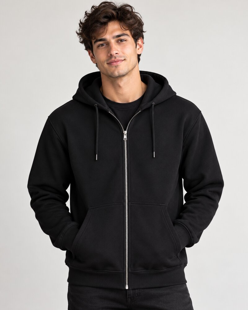 Packman Black Zipper Hoodie - Haubett India product image