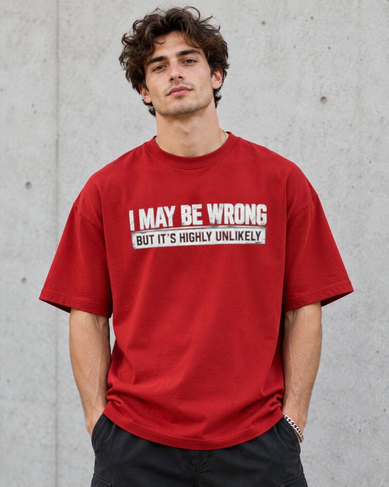 I May Be Wrong Red Oversized T-Shirt - Haubett India product image