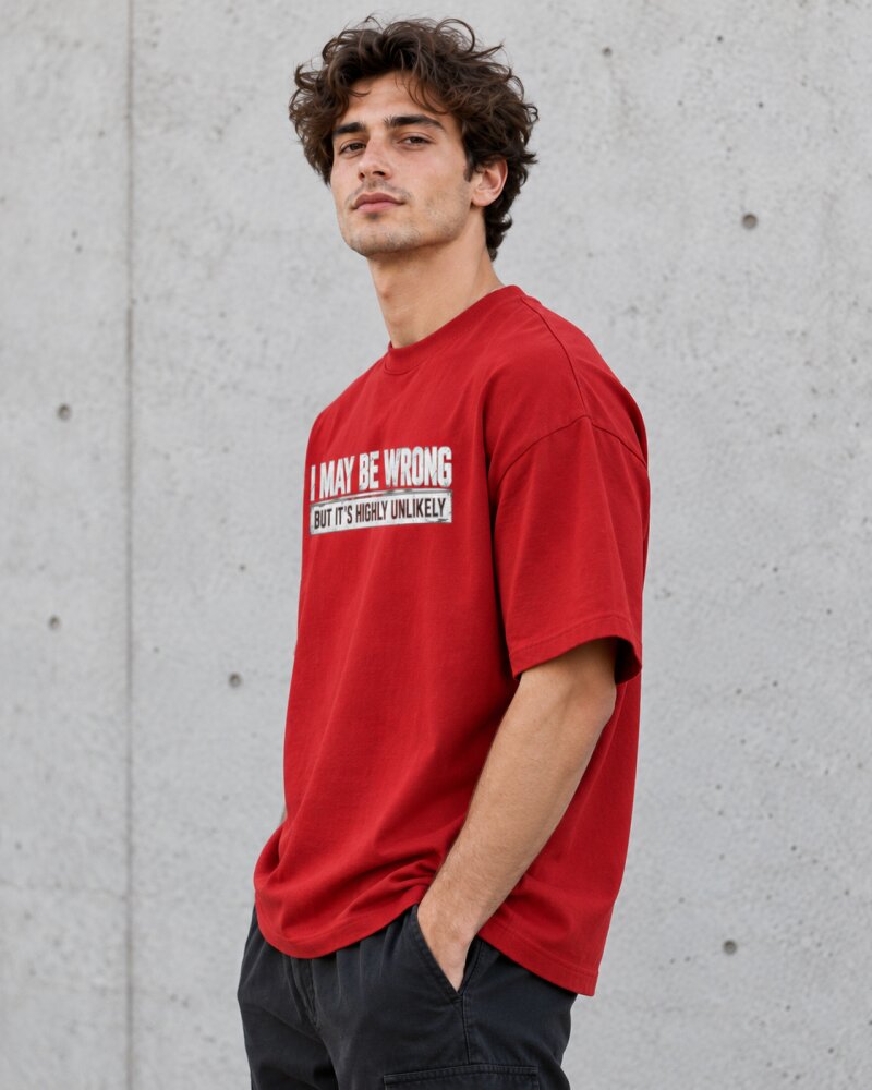 I May Be Wrong Red Oversized T-Shirt - Haubett India product image