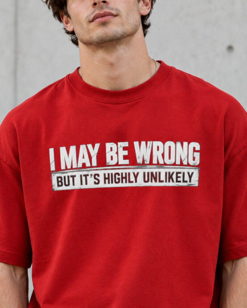 I May Be Wrong Red Oversized T-Shirt - Haubett India product image