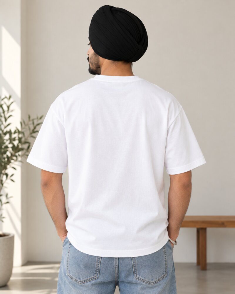 Taur Punjabi White Oversized T-Shirt - Haubett India product image