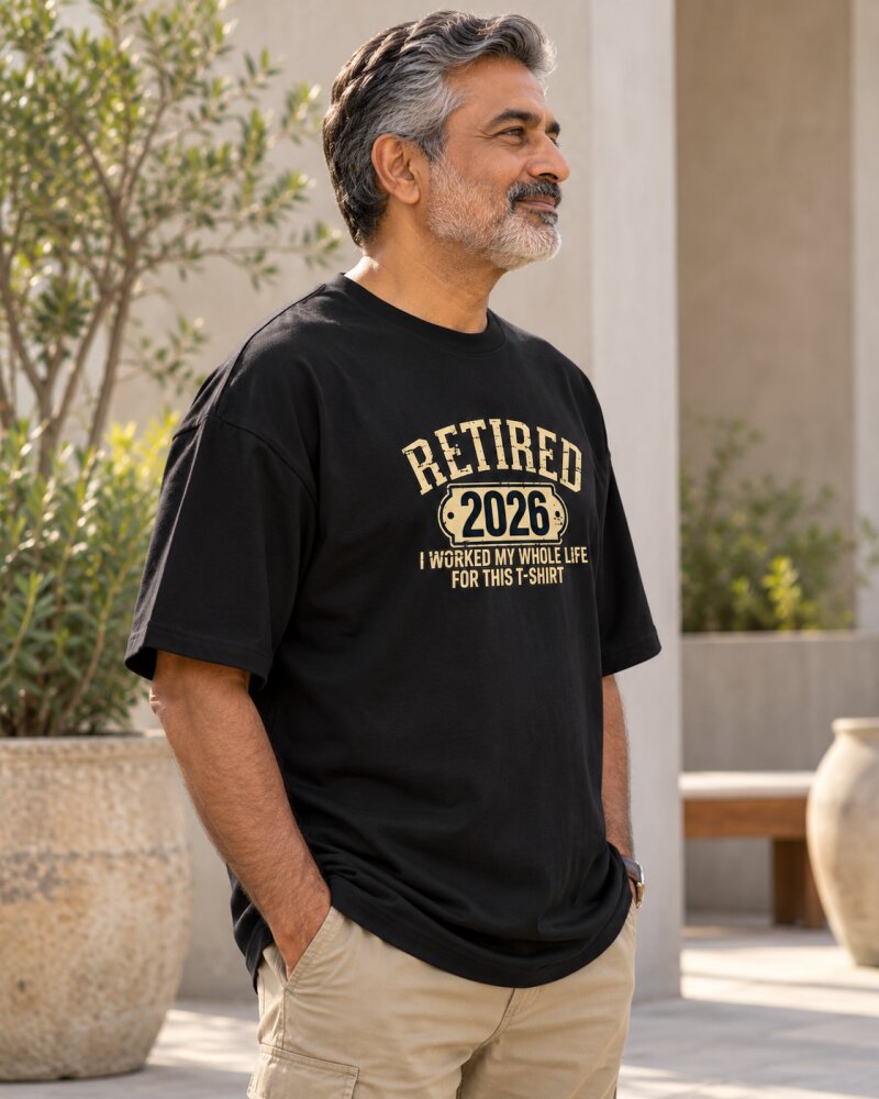 Retired Black Oversized T-Shirt - Haubett India product image