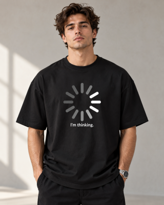Thinking Black Oversized T-Shirt - Haubett India product image