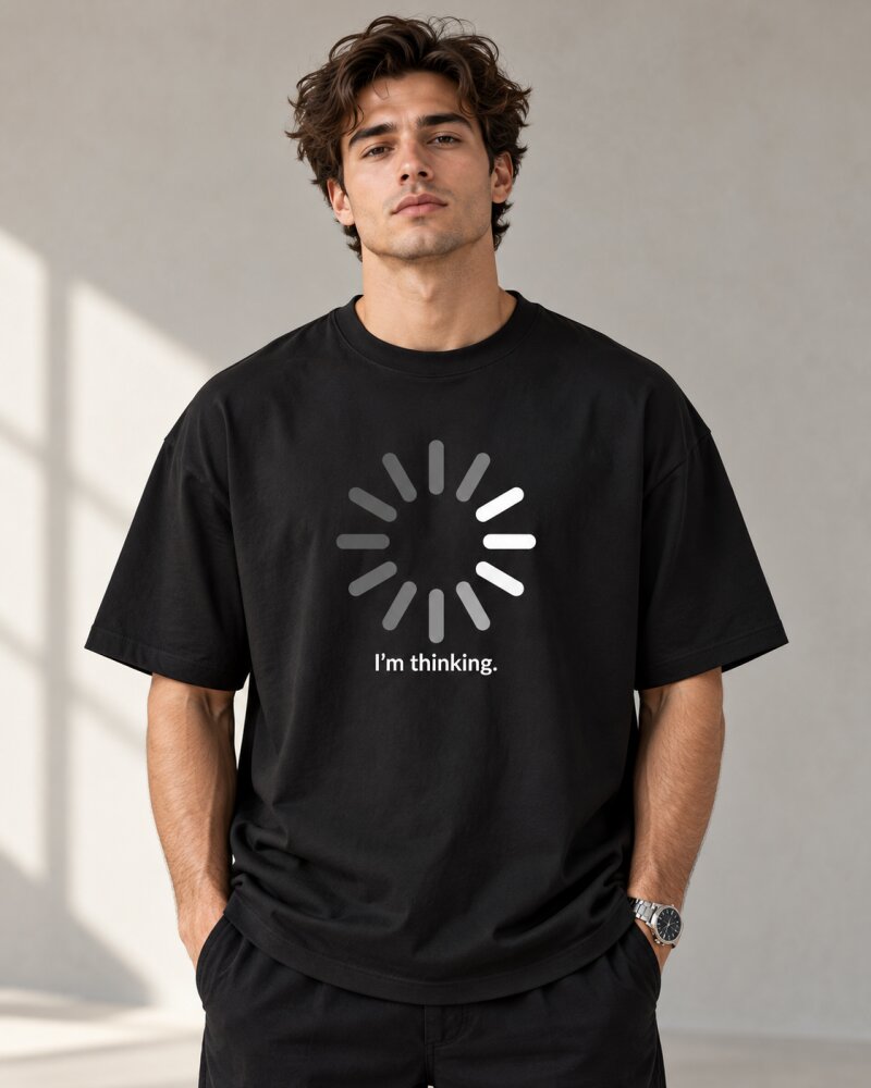 Thinking Black Oversized T-Shirt - Haubett India product image