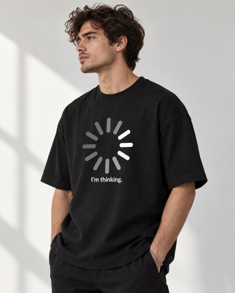 Thinking Black Oversized T-Shirt - Haubett India product image