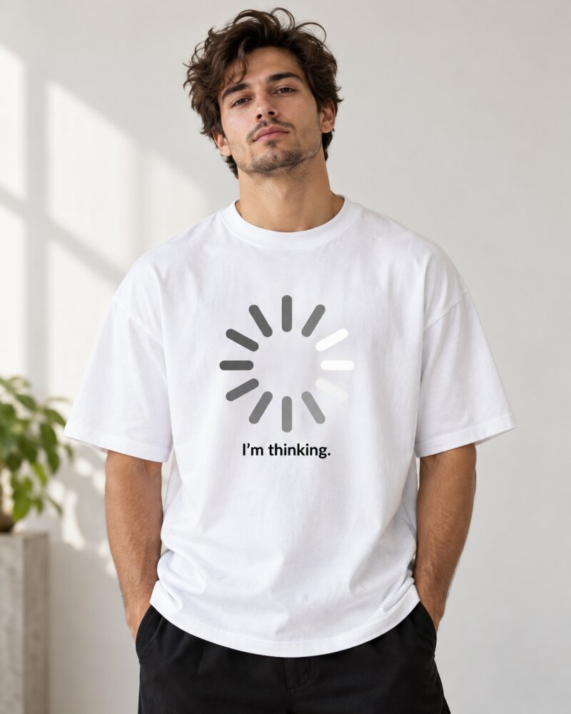 Thinking White Oversized T-Shirt - Haubett India product image