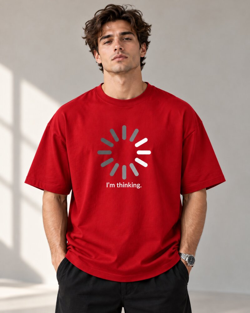 Thinking Red Oversized T-Shirt - Haubett India product image