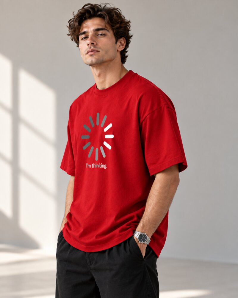 Thinking Red Oversized T-Shirt - Haubett India product image