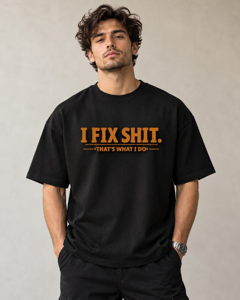 Fix Shit Black Oversized T-Shirt - Haubett India product image