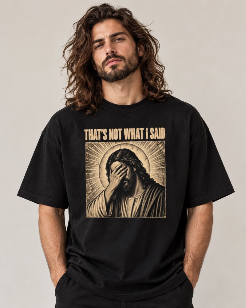 Thats Not What I Said Black Oversized T-Shirt - Haubett India product image