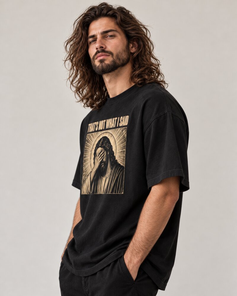 Thats Not What I Said Black Oversized T-Shirt - Haubett India product image